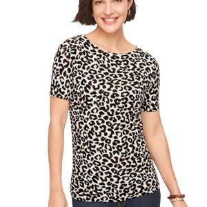 Talbots open neck pullover sweater top in abstract cheetah size M